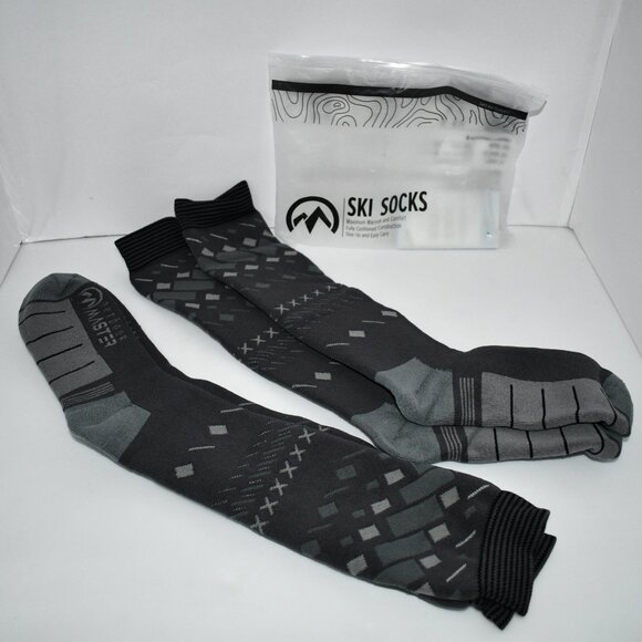 OutdoorMaster Merino Wool Ski Socks, 2 Pairs, Over Calf Compression, Gray, NWT - Picture 3 of 4